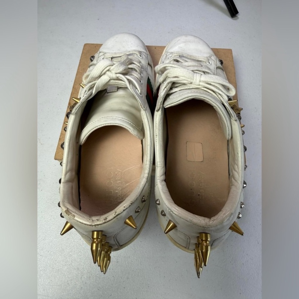 Gucci Sneakers White with Web and Studs Sz 7.5 G / US 8.5 - Picture 9 of 14